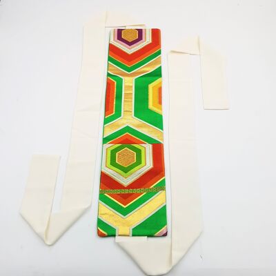 MUSUBI OBI Cintura obi vintage in seta - tradizionale cintura obi giapponese colorata trasformata, prodotta in Francia