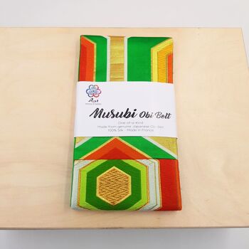 MUSUBI OBI   Ceinture en soie de obi vintage - ceinture japonaise traditionnelle japonaise colorée transformée, fabriquée en France 7
