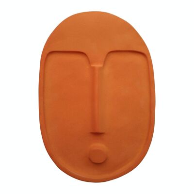 Masque de Décoration Murale Céramique Abstraite - Orange Terre Cuite