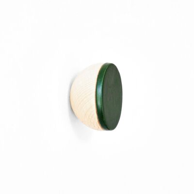 ø6cm - Appendiabiti/pomello da parete rotondo in legno di faggio e ceramica - Verde oliva scuro
