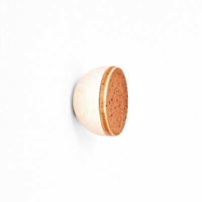ø6cm - Appendiabiti/pomello da parete rotondo in legno di faggio e ceramica - Macchioline arancione terracotta