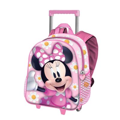 Zaino 3D grazioso piccolo Disney Minnie Mouse con ruote, rosa