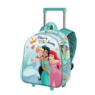 Disney Princess Dreams-Small 3D Backpack with Wheels, Blue