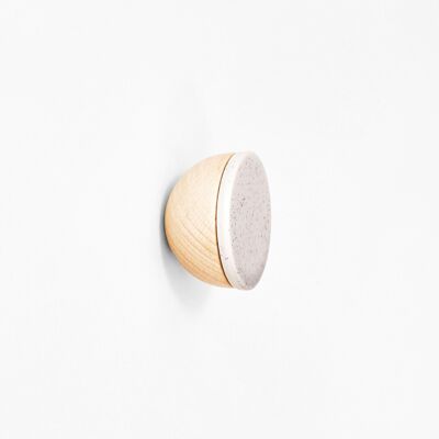 ø5cm - Appendiabiti da parete rotondo in legno di faggio e ceramica/manopola - Grigio sabbia