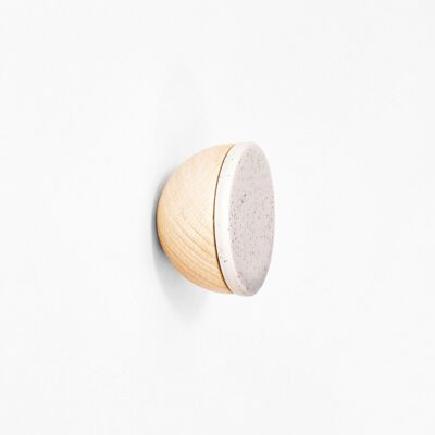 ø6cm - Appendiabiti/pomello da parete rotondo in legno di faggio e ceramica - Grigio sabbia