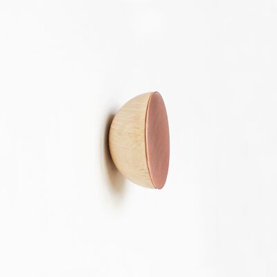 Ø6cm - Appendiabiti da parete rotondo in legno di faggio e rame/manopola