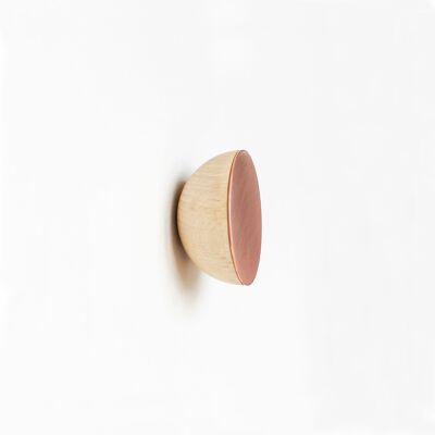Ø5cm - Appendiabiti da parete rotondo in legno di faggio e rame/manopola