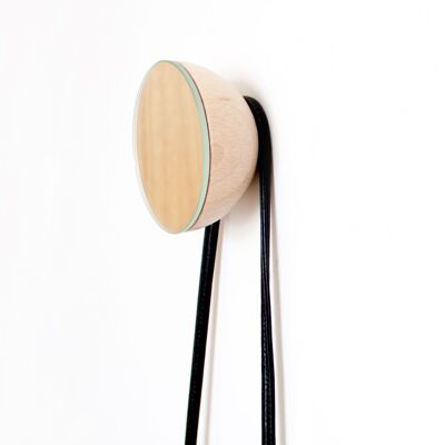 Ø10cm - Perchero redondo de madera de haya con espejo de pared