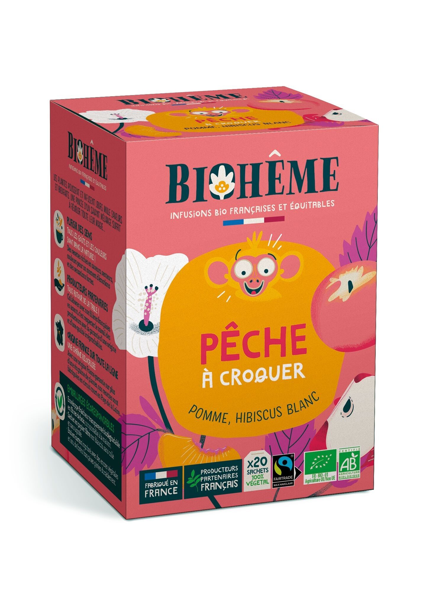 Infusion Pêche à croquer - 20 infusettes X6 Boîtes