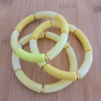 NINA - 3 bracelets - jaune - tubes - femme - acrylique - tendance - bijoux - cadeaux - Fête des grands-mères