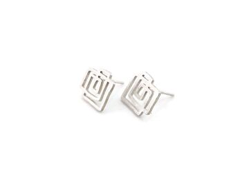 Mini boucles d’oreilles architecturales en argent, boucles d’oreilles linéaires 4