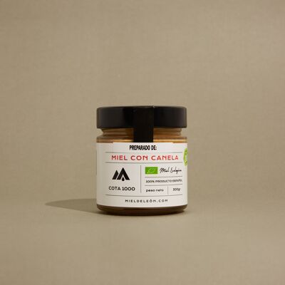 Crema di miele biologico 100% naturale con cannella | COTA 1000 | Contenitore da 300 g