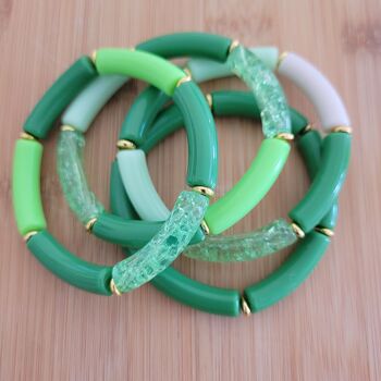 NINA - 4 bracelets - vert - tubes - femme - acrylique - tendance - cadeaux - Showroom été - plage