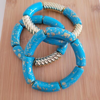 NINA XL- 3 bracelets - bleu - tubes - femme - acrylique - tendance - bijoux - cadeaux - Fête des grands-mères
