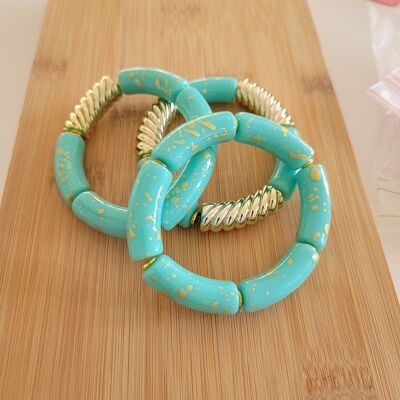 NINA XL- 3 bracelets - vert menthe - tubes - femme - acrylique - tendance - bijoux - cadeaux - Fête des grands-mères