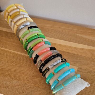 PRIX DOUX/LOT 3 - NINA - 20 bracelets - tubes - femme - acrylique - tendance - bijoux - cadeaux - Fête des grands-mères