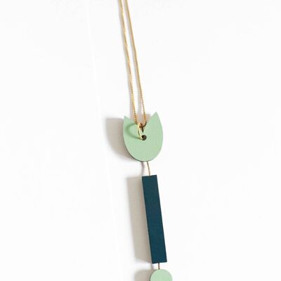 Lange Halskette mit abstrakter Tulpe | Geometrische Halskette | Lange Glïkov-Halskette