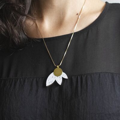 Abstract flower necklace | Modern Geometric Necklace | Long petal necklace