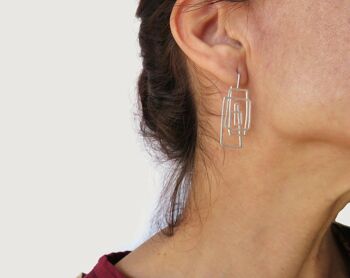 Boucles d’oreilles Lineal Silver Dangle, boucles d’oreilles design géométrique 5