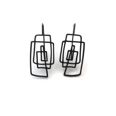 Pendientes colgantes lineales de plata oxidada