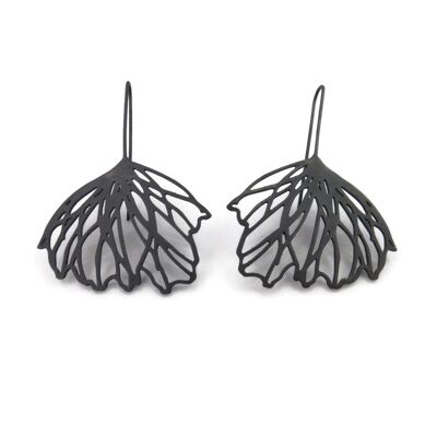 Floral Large Oxidized Silver Earrings