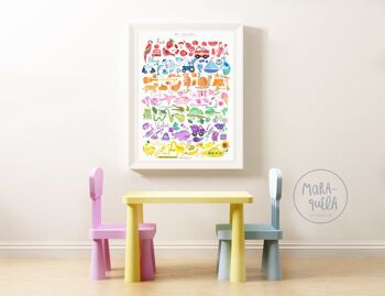 Impression enfant de Colors en ANGLAIS / My Colors / Illustration pour enfants amusante, colorée et éducative pour la décoration des enfants et des bébés sur les couleurs / Design réalisé à l'aquarelle 2