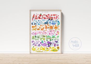 Impression enfant de Colors en ANGLAIS / My Colors / Illustration pour enfants amusante, colorée et éducative pour la décoration des enfants et des bébés sur les couleurs / Design réalisé à l'aquarelle 5