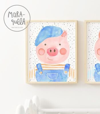 Ensemble d'estampes pour enfants des Trois Petits Cochons / Illustrations pour enfants pour décorer les murs des chambres de bébés, nouveau-nés, garçons et filles 2