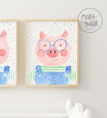 Ensemble d'estampes pour enfants des Trois Petits Cochons / Illustrations pour enfants pour décorer les murs des chambres de bébés, nouveau-nés, garçons et filles 4