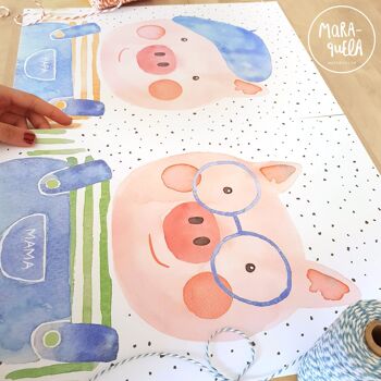 Ensemble d'estampes pour enfants des Trois Petits Cochons / Illustrations pour enfants pour décorer les murs des chambres de bébés, nouveau-nés, garçons et filles 5