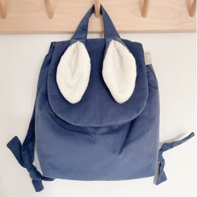 Rabbit backpack in midnight blue velvet