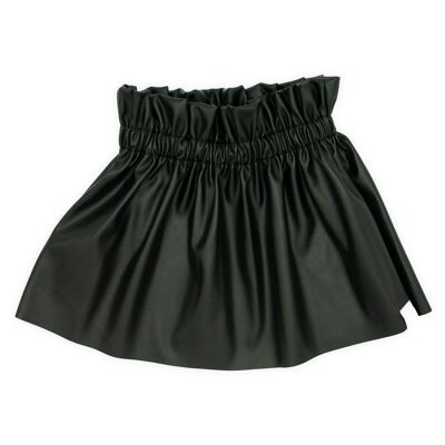 Paper bag skirt | Leather | Black