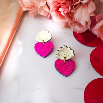 Sacred heart leather earrings