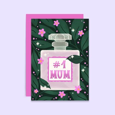 Carta bottiglia di profumo N1 mamma | Biglietto per mamma elegante
