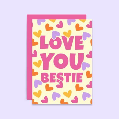 Te amo tarjeta del día de Bestie Galentine | Tarjeta para el mejor amigo