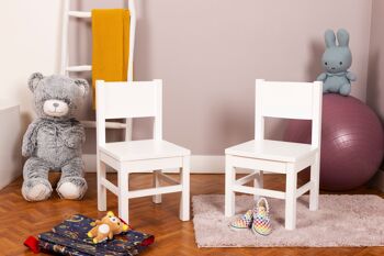 Ensemble Table et 2 Chaises Enfant 4-7 ans - Bois massif - Blanc 9