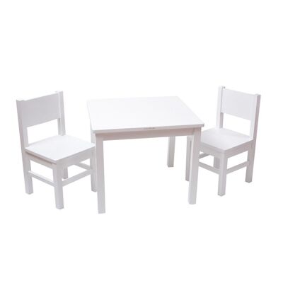Tisch- und 2-Stühle-Set für Kinder von 4 bis 7 Jahren – Massivholz – Weiß