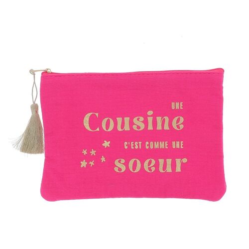 Trousse Cousine chérie - une cousine c'est comme une soeur - 20 x 14 cm