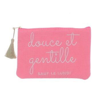 Trousse - douce et gentille sauf le lundi - 20 x 14 CM 1