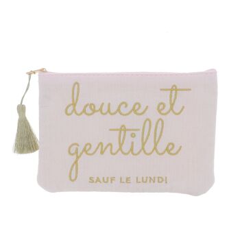 Trousse - douce et gentille sauf le lundi - 20 x 14 CM 2