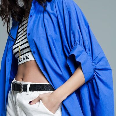 Blusa oversize azul de manga corta