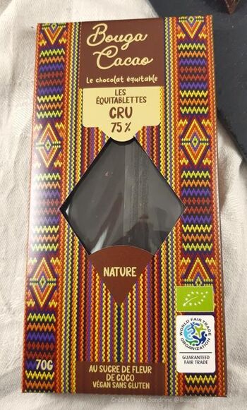 Tablette chocolat CRU 75% nature, 70g 2