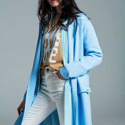 Oversized collar maxi cardigan in baby blue