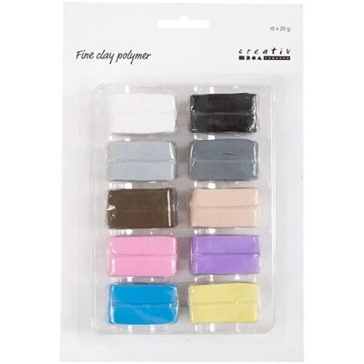 Polymer clay - Fine Clay - Pastel colors - 10 x 20 g