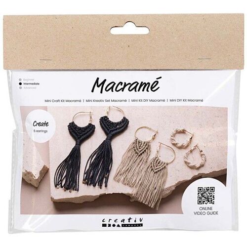 Kit DIY bijoux - Boucles d'oreille en macramé - 3 paires