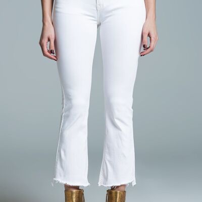 High Rise Basic Flared Jeans In White