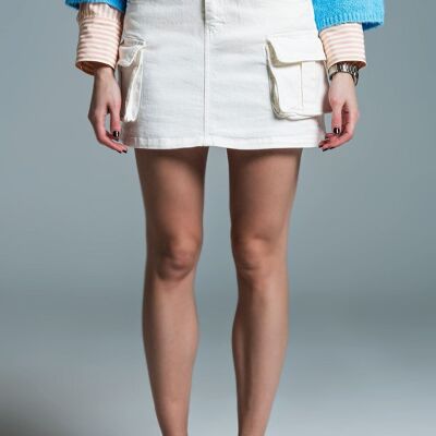 Cargo mini skirt in white