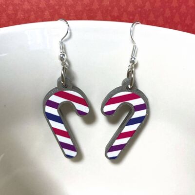 Bisexual Candy Cane Christmas Earrings