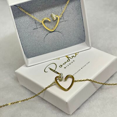 Caja Corazón Eternidad (Pulsera + Collar) Oro