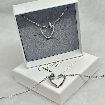 Coffret Eternity en Coeur (Bracelet + Collier) Silver